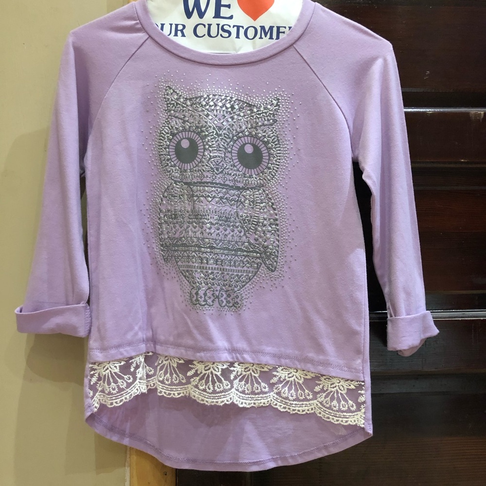 Girls purple top with owl design
